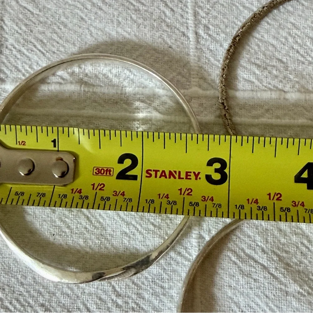Set of 4 Silver Tone Bangle Bracelets to stack/layer